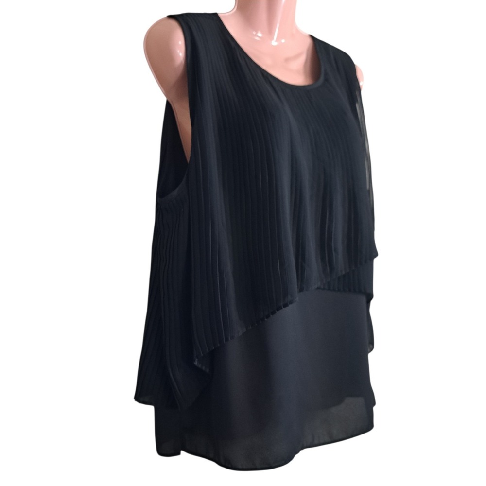 Metaphor‎ Women's Sleeveless Blouse Size XL Black Sheer
